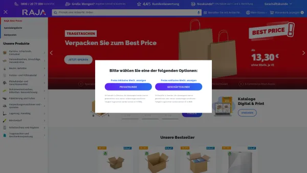 Website Screenshot: RAJAPACK GmbH - RAJA: Verpackung & Verpackungsmaterial | Über 9.000 Produkte - Date: 2023-06-20 10:39:52