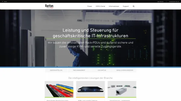 Website Screenshot: Raritan Computer Deutschland GmbH -  Webbasierte  Steuerung der kompletten IT-Infrastruktur auf BIOS-Ebene - zu jeder Zeit, von je - Data Center Power Management, DCIM Software, and KVM-over-IP - Raritan - Date: 2023-06-20 10:39:52