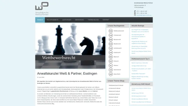 Website Screenshot: Anwaltskanzlei Weiß & Partner - Kanzlei Weiß & Partner, Esslingen | Anwalt Esslingen - Date: 2023-06-20 10:39:52