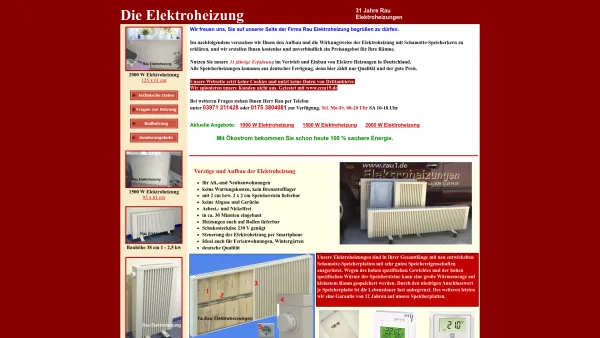 Website Screenshot: Rau Elektroheizung - Rau Elektroheizung mit Schamotte Speicherkern - Date: 2023-06-20 10:39:52