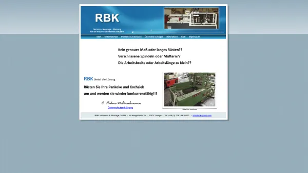 Website Screenshot: RBK Vertriebs- und Montage GmbH - RBK Vertriebs- und Montage GmbH Holzbearbeitungsmaschinen - Bad Salzuflen - Date: 2023-06-20 10:39:52