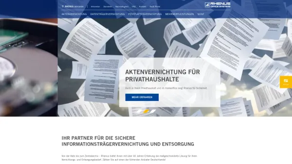 Website Screenshot: recall Deutschland GmbH & Co. KG -  Verwaltung  und Vernichtung von Daten und Dokumenten bundesweit - Rhenus – Ihr Partner für Vernichtung und Entsorgung - Date: 2023-06-20 10:39:52