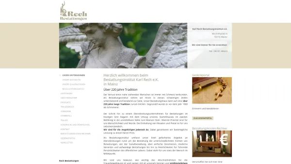 Website Screenshot: Bestattungs-Institut Karl Rech e. K. - UNSER UNTERNEHMEN | Bestattungsinstitut Rech, Mainz - Date: 2023-06-20 10:39:52