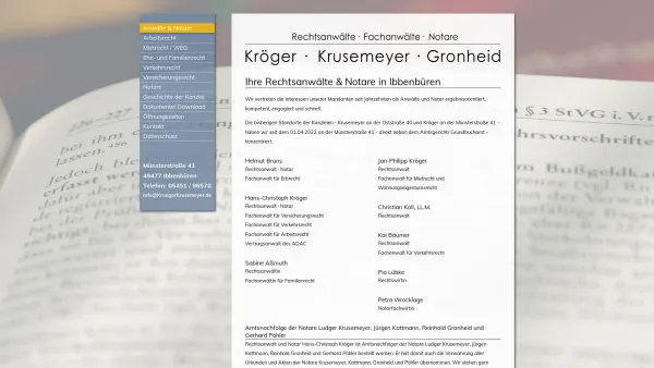 Website Screenshot: Kröger Rechtsanwälte Ibbenbüren - Ihr Rechtsanwalt & Notar in Ibbenbüren | Kröger Rechtsanwälte - Date: 2023-06-20 10:39:52