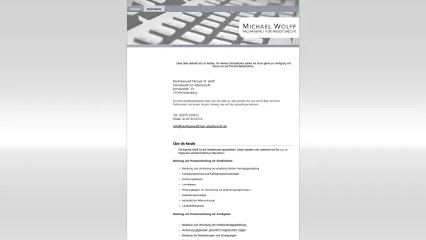 Website Screenshot: Kanzlei Wolff - Kanzlei - Kanzlei Wolff Rechtsanwalt und Fachanwalt für Arbeitsrecht - Date: 2023-06-20 10:39:52