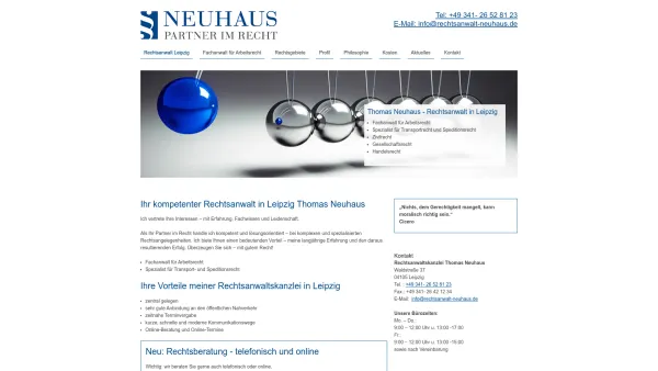 Website Screenshot: Rechtsanwalt Neuhaus Thomas PARTNER IM RECHT - Kompetenter Rechtsanwalt in Leipzig - Arbeitsrecht, Transportrecht - Date: 2023-06-20 10:39:53