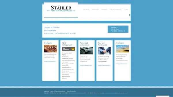 Website Screenshot: Jürgen Stähler - Rechtsanwalt in Köln für Verkehrsrecht und Inkasso - Date: 2023-06-19 22:11:40