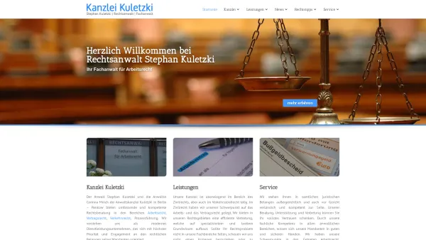 Website Screenshot: Rechtsanwaltskanzlei Kuletzki - Fachanwalt für Arbeitsrecht in Berlin-Pankow | Rechtsanwaltskanzlei Kuletzki - Date: 2023-06-20 10:39:53