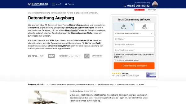 Website Screenshot: RecoveryLab Datenrettung Augsburg - Datenrettung Augsburg - Date: 2023-06-20 10:42:23