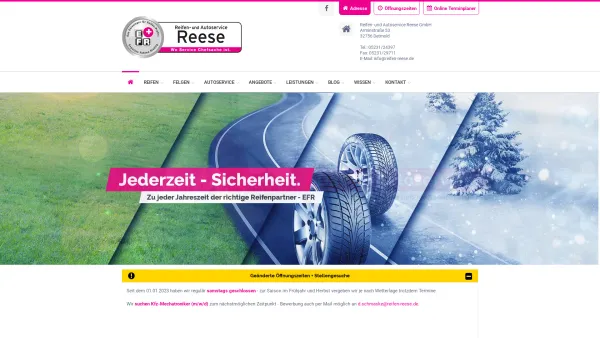 Website Screenshot: Reifen Reese Vulka GmbH - Reifen + Felgen, Kfz-Meisterwerkstatt | Reifen- und Autoservice Reese GmbH - Date: 2023-06-20 10:39:57