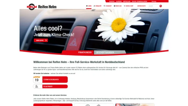 Website Screenshot: Reifen Helm -  Wir sind die Meister für's Auto! - Willkommen bei Reifen Helm - Date: 2023-06-20 10:39:57