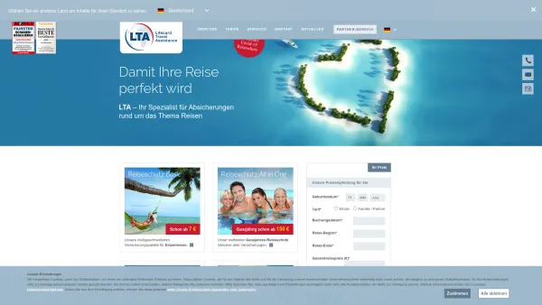 Website Screenshot: Reise und Versicherungen - LTA GmbH - Date: 2023-06-20 10:39:57