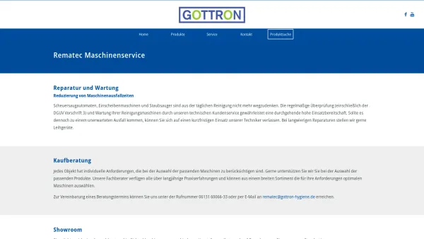 Website Screenshot: REMATEC GmbH & Co. KG · Reinigungsmaschinentechnik Verkauf · Vermietung · Service - Maschinenservice - GOTTRON Hygiene - Date: 2023-06-20 10:39:57