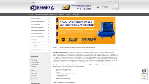 Website Screenshot: Kompressoren Remeza GmbH - Fachhandel & Online-Shop für Druckluft-Kompressoren | Remeza - Date: 2023-06-20 10:39:57