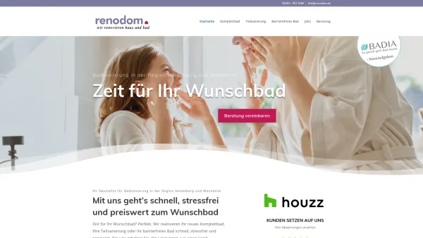 Website Screenshot: Renodom Heidelberg GmbH - Badsanierung in der Region Heidelberg und Mannheim - Date: 2023-06-20 10:39:57