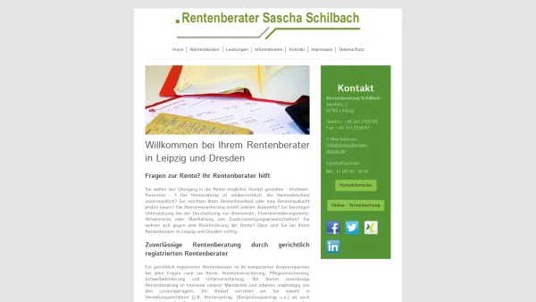 Website Screenshot: Rentenberatung Sascha Schilbach - Rentenberater Sascha Schilbach, Rentenberatung in Leipzig und Dresden - Date: 2023-06-20 10:39:57