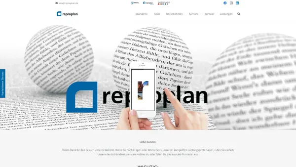 Website Screenshot: Reproplan München GmbH - Full-Service Werbetechnik, Werbedruck, Digitaldruck – reproplan - Date: 2023-06-20 10:39:57