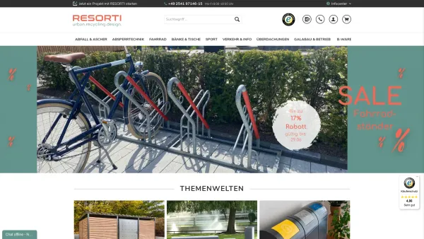 Website Screenshot: Resorti GbR - Abfallbehälter, Ascher, Parkbänke | RESORTI - Date: 2023-06-20 10:39:58
