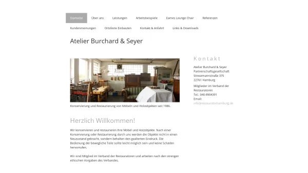 Website Screenshot: Atelier Hans Martin Burchard & Tobias Seyer Möbelrestauratoren - Startseite - Atelier Burchard & Seyer – Möbelrestauratoren - Date: 2023-06-20 10:40:02