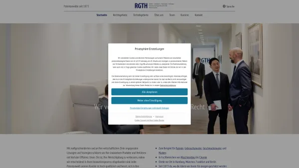 Website Screenshot: RGTH Richter · Gerbaulet · Thielemann · Hofmann Patentanwälte PartGmbB - RGTH Patentanwälte | In Hamburg, Frankfurt, München und Berlin - Date: 2023-06-20 10:40:02