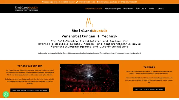 Website Screenshot: RheinlandAkustik VT GmbH - Veranstaltungen und Technik - Ihr Partner aus Troisdorf - Date: 2023-06-20 10:40:02