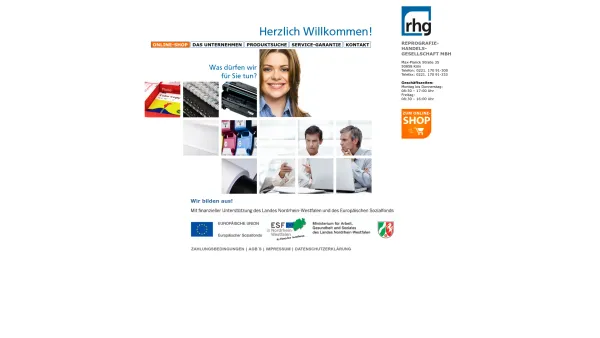 Website Screenshot: RHG Reprografie-Handelsgesellschaft mbH - RHG Reprografie: Fachhandel für reprographische Produkte: Start - Date: 2023-06-20 10:40:02