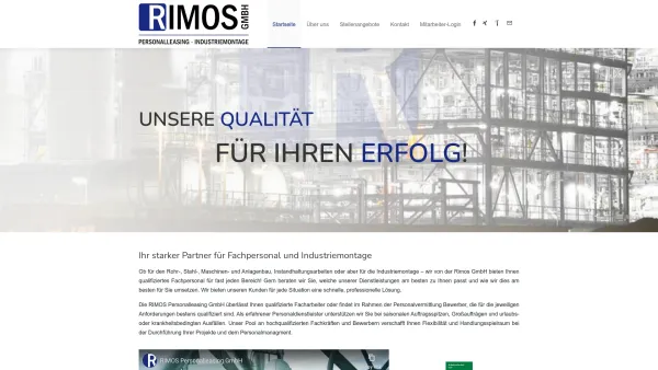 Website Screenshot: RIMOS GmbH -  Qualifikation hat einen Namen - RIMOS Personalleasing GmbH - Date: 2023-06-20 10:40:02