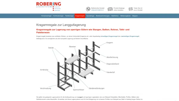 Website Screenshot: Robering Lagersysteme GmbH & Co. KG - Kragarmregale zur Langgutlagerung | Robering Lagersysteme - Date: 2023-06-20 10:40:02