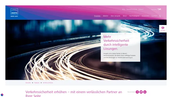 Website Screenshot: Verkehrssicherheitstechnik von ROBOT Visual Systems GmbH - Systeme für erhöhte Verkehrssicherheit | Jenoptik - Date: 2023-06-20 10:40:02