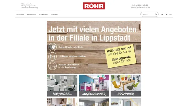 Website Screenshot: Lagerverkauf Röhr - ROEHR.COM | Möbel online kaufen. Qualitativ und günstig. - Date: 2023-06-20 10:40:02