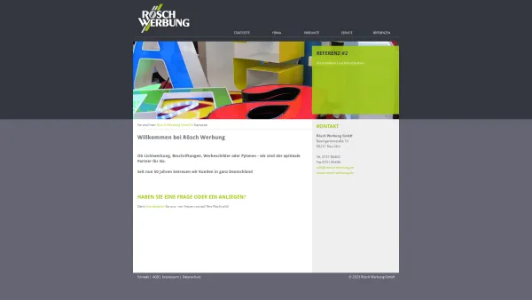 Website Screenshot: Rösch Werbung -  Lichtwerbung · Schilder ·  Beschriftungen - Rösch Werbung GmbH: Startseite - Date: 2023-06-20 10:40:02