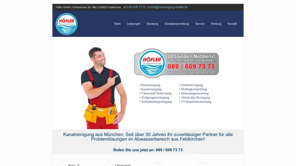 Website Screenshot: Höfler GmbH - Kanalreinigung München | Abfluss verstopft? Wir sind sofort da! - Date: 2023-06-20 10:40:03