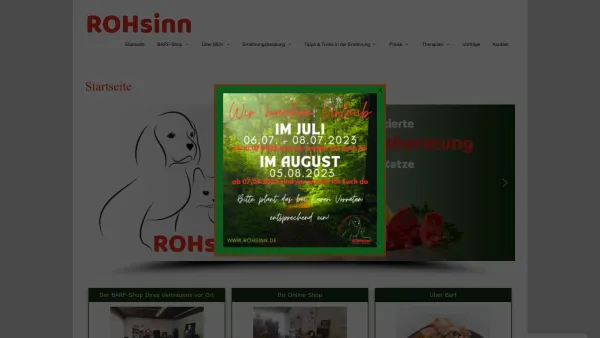 Website Screenshot: RohSinn Ernährungsberatung für Hund und Katz - rohsinn.de – Ernährungsberaterin Iris Müller für Hund & Katze - Date: 2023-06-20 10:42:25