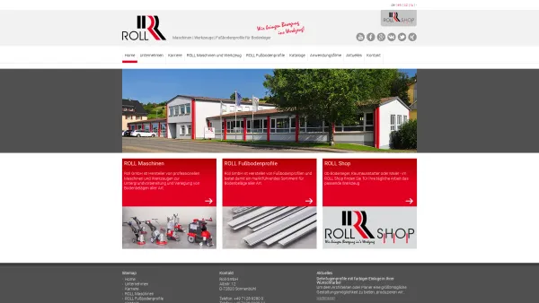 Website Screenshot: Roll GmbH -  ... bringt Bewegung in's Werkzeug! - Roll GmbH - Maschinen, Werkzeuge und Fußbodenprofile für Bodenleger: Home - Date: 2023-06-20 10:40:07