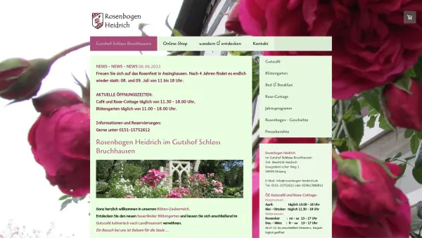 Website Screenshot: http//www.rosenbogen-heidrich.de - Gutshof Schloss Bruchhausen - Rosenbogen Heidrich, Sauerländer Blütengarten mit Gutscafé - Date: 2023-06-20 10:40:07