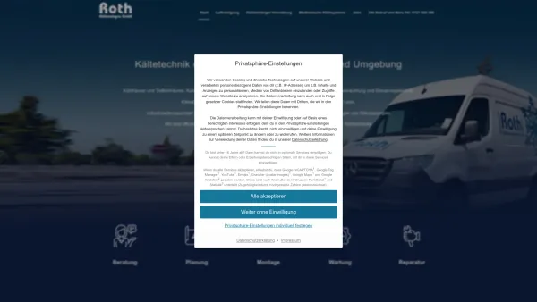 Website Screenshot: Roth Kälteanlagen GmbH - Roth Kälteanlagen – Klimaanlagen und Kältetechnik in Karlsruhe - Date: 2023-06-20 10:42:25