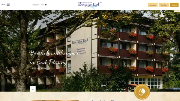 Website Screenshot: Appartementhotel Rottaler Hof - Startseite - Hotel Rottaler Hof 3-Sterne Hotel Bad Füssing Restaurant Thermalhotel Rottal Bäderdreieck Wellness Bayern - Date: 2023-06-20 10:40:07