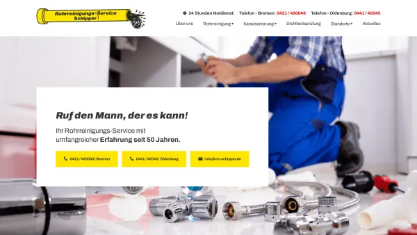 Website Screenshot: RRS Rohrreinigungsservice Schipper GmbH -  Seit über 30 Jahren für Sie bereit! - Rohrreinigung / Kanalreinigung im Raum Bremen und Oldenburg - Date: 2023-06-20 10:40:07