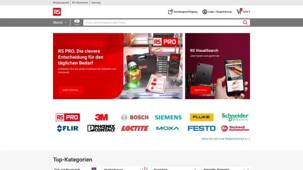 Website Screenshot: RS Components GmbH -  Kompetenz in Technik + Service - Industrielle Lösungen und elektrische Komponenten | RS - Date: 2023-06-20 10:40:07