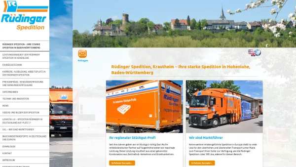 Website Screenshot: Rüdinger Spedition GmbH -  Wir kommen gut an... - Rüdinger Spedition – Die starke Spedition in Baden-Württemberg - Date: 2023-06-20 10:40:08