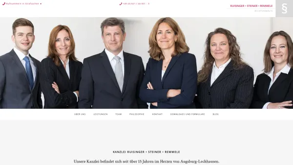 Website Screenshot: Ruisinger Steiner Remmele Rechtsanwälte - Anwälte RUISINGER STEINER REMMELE: Rechtsanwälte in Augsburg - Date: 2023-06-20 10:40:08