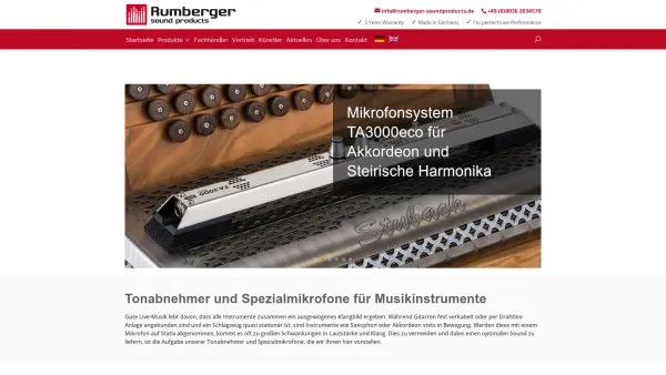 Website Screenshot: Rumberger sound products - Tonabnehmer und Spezialmikrofone | Rumberger Soundproducts - Date: 2023-06-20 10:42:25