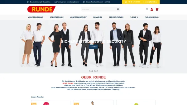 Website Screenshot: GEBR. RUNDE GmbH -  Kleidung rund um den Beruf - Berufsbekleidung & Arbeitsschutz vom Spezialisten » RUNDE - Date: 2023-06-20 10:40:11