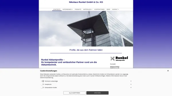 Website Screenshot: Nikolaus Runkel GmbH & Co. KG - Runkel Abkantprofile - Profile, die aus dem Rahmen fallen - Startseite - Date: 2023-06-20 10:40:11