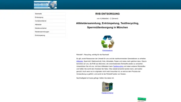 Website Screenshot: RVB - Altkleider, Altkleidersammlung, Textilrecycling, Sperrmüllentsorgung, Altkleidercontainer in München - RVB - Date: 2023-06-20 10:40:11