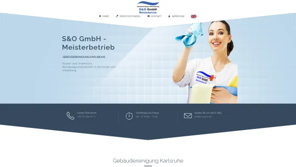 Website Screenshot: S & O Geba&#776; udereinigung & Dienstleistung - Gebäudereinigung Karlsruhe | S&O GmbH | Meisterbetrieb - Date: 2023-06-20 10:40:11
