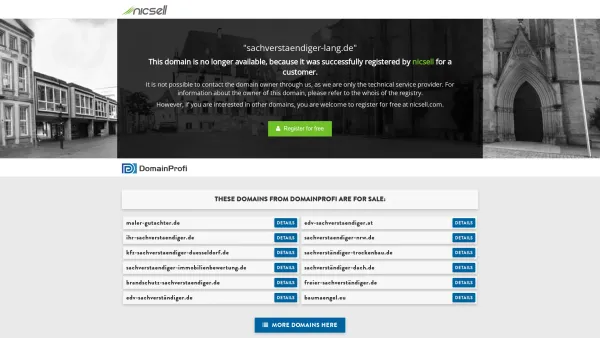 Website Screenshot: Sachverständigenbüro Roland Lang - This domain has been registered for a customer by nicsell - Date: 2023-06-20 10:40:11