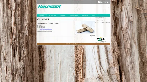 Website Screenshot: W. Hailfinger · Säge- u. Hobelwerk - Startseite - Sägewerk Hailfinger - Date: 2023-06-20 10:40:11