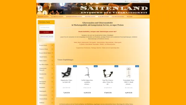 Website Screenshot: Hannabachsaiten und mehr im Saitenland - S A I T E N L A N D - Gitarrensaiten und Gitarrenzubehör - Date: 2023-06-20 10:40:11