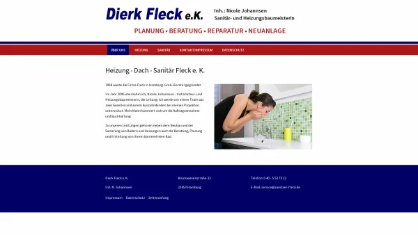 Website Screenshot: Dierk Fleck e.K., Inhaberin Nicole Johannsen - Sanitär Fleck Hamburg - Sanitär, Bäder, Heizung Klempnerei - Date: 2023-06-20 10:40:11